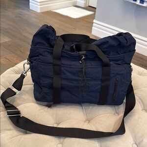 Lululemon Athletica Blue Quilted Duffel Bag with Adjustable Strap